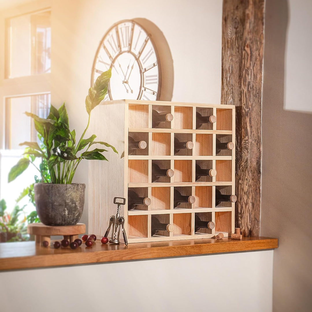 KADAX Weinregal aus Holz, 52 x 25.5 x 52 cm, Grosses Flaschenregal für viele Weinflaschen, rustikale