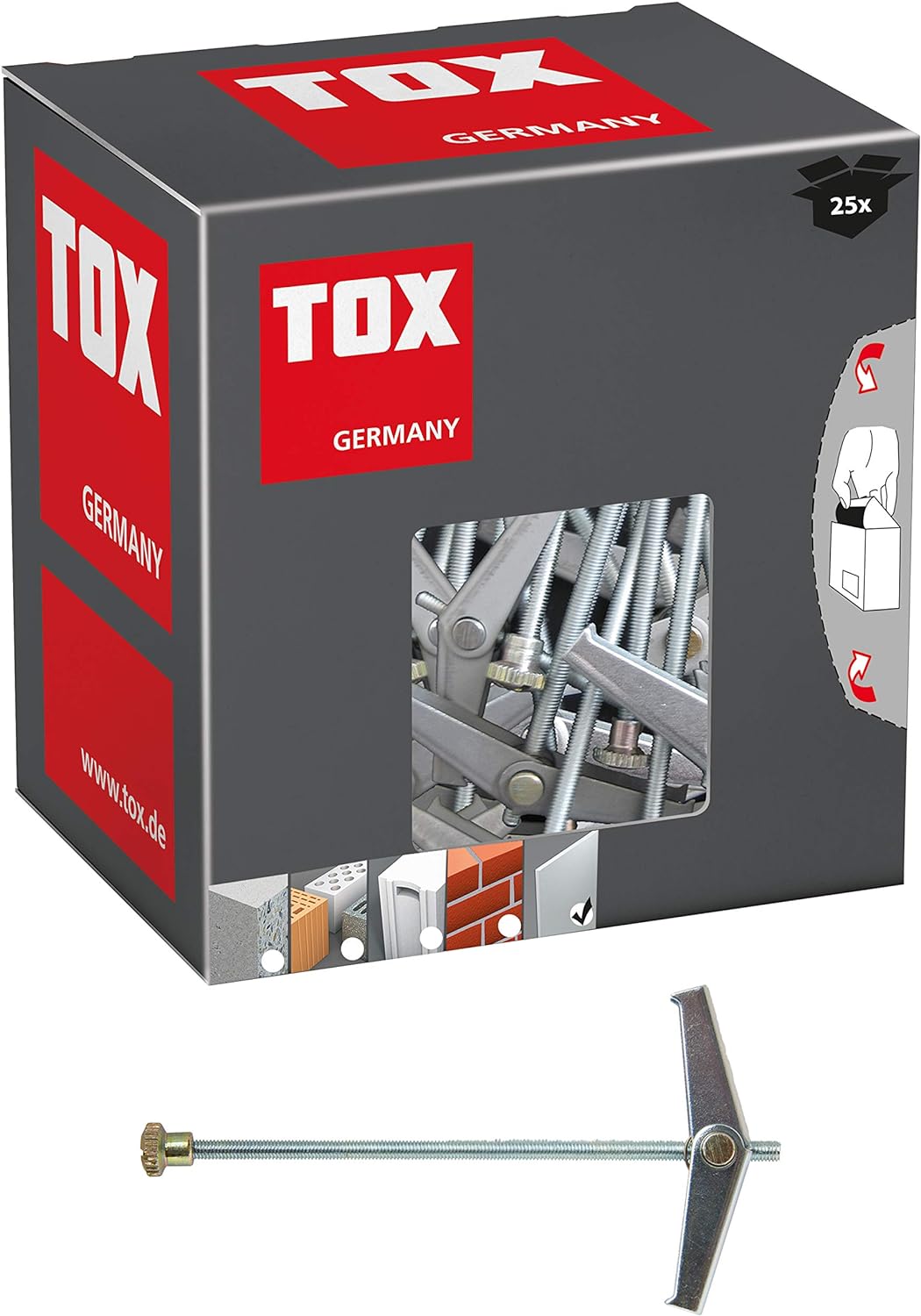 TOX Federklappdübel Spagat M6, galvanisch verzinkt, automatischer Klappdübel, bei Hohlräumen, inklus