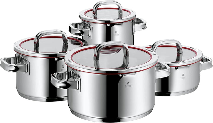 WMF Function 4 Topfset Induktion 4-teilig, Cromargan Edelstahl poliert, Glasdeckel mit 4 Abgiessfunk