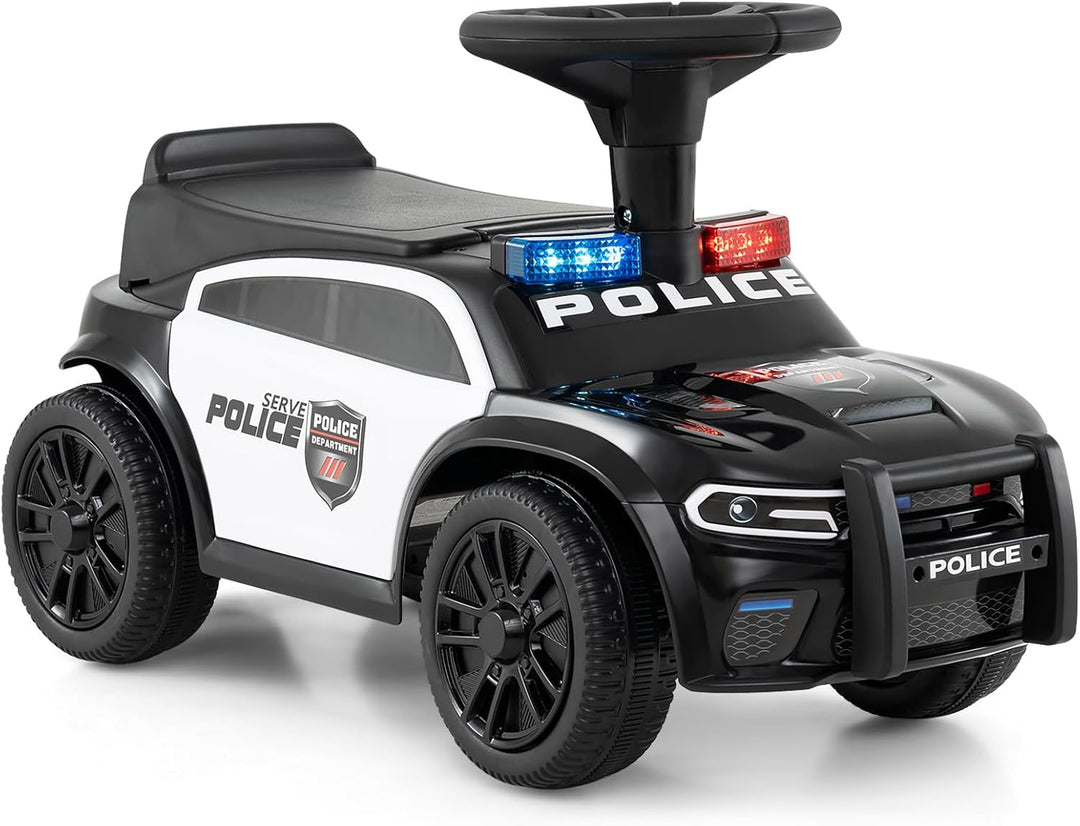 COSTWAY Rutschauto Polizei, Rutschfahrzeug mit blinkenden Lichtern, Musik &amp; Sirene, Kinderauto mit S