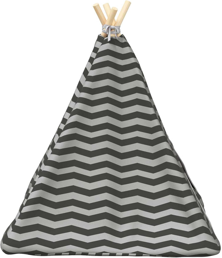 Haustier-Tipi mit Kissen Weiss Grau 60 x 60 x 70 cm, waschbares Kuschelbett für Katzen und Hunde, St