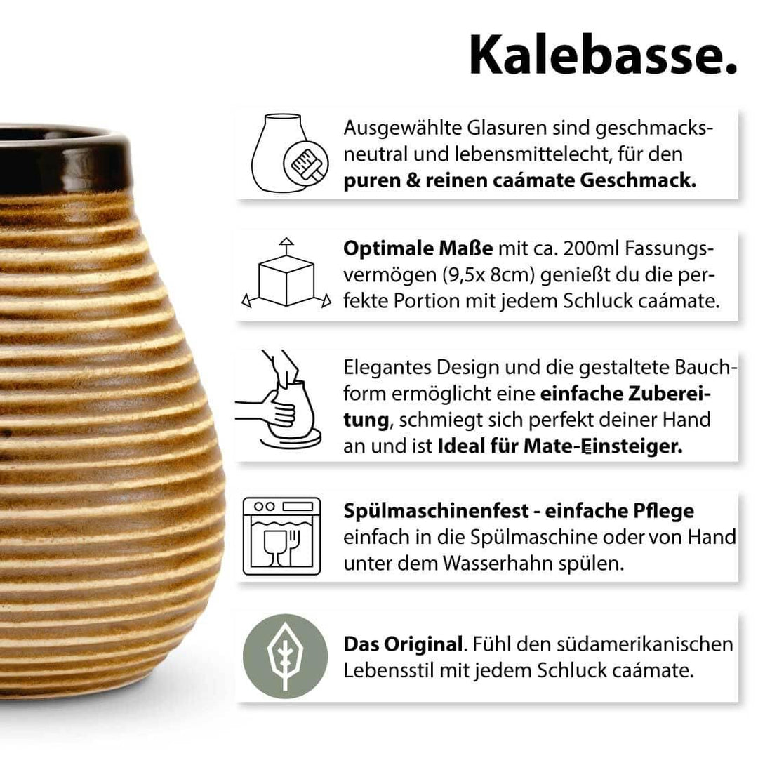 Mate Tee Set für Zwei Bio ● 2 Matebecher + 2 Bombillas + 300g Matetee + Zubereitungsanleitung vintag