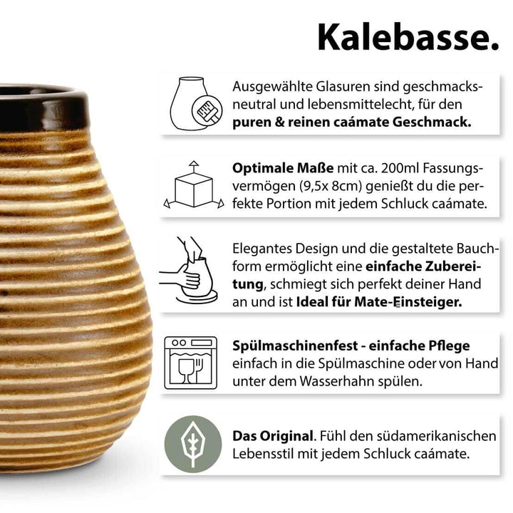 Mate Tee Set für Zwei Bio ● 2 Matebecher + 2 Bombillas + 300g Matetee + Zubereitungsanleitung vintag
