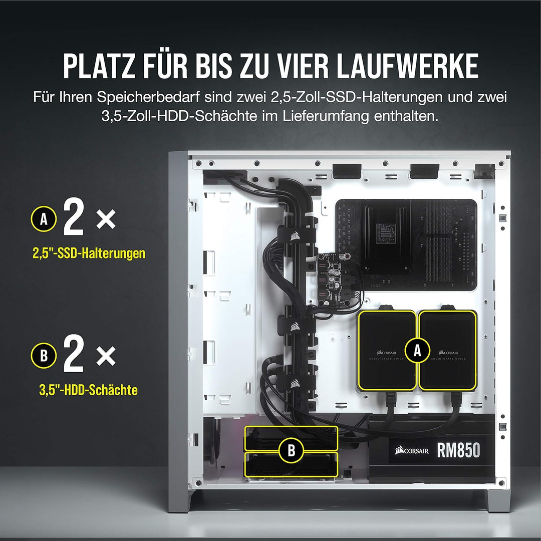 CORSAIR iCUE 4000X RGB Mid-Tower-ATX-PC-Gehäuse mit Gehärtetem Glas - 3x SP120 RGB ELITE Lüfter - iC