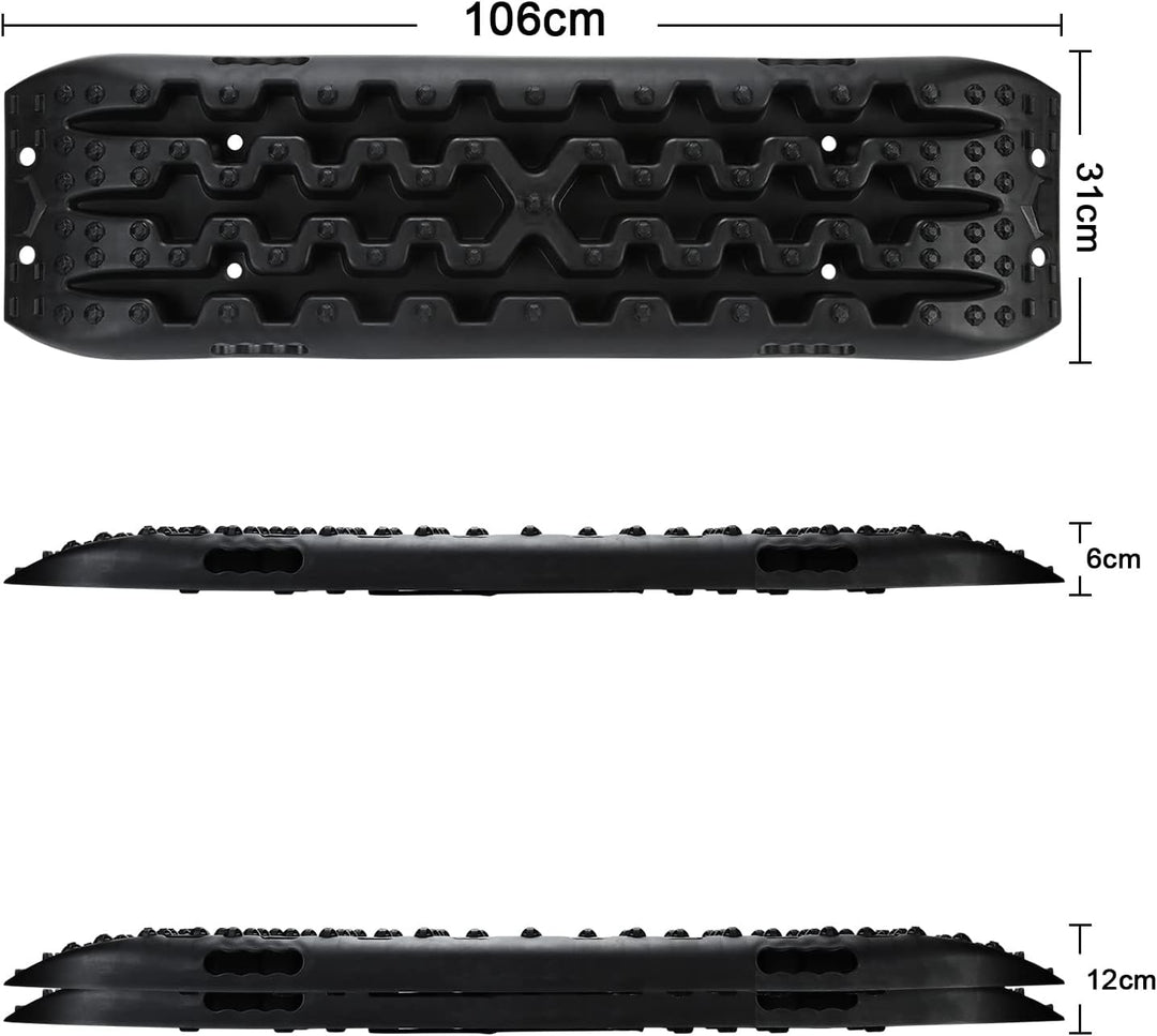 Gimisgu 2x Sandbleche Offroad Traktionsmatte Kunstoff Anfahrhilfe Recovery Board Tracks mit Aufbewah