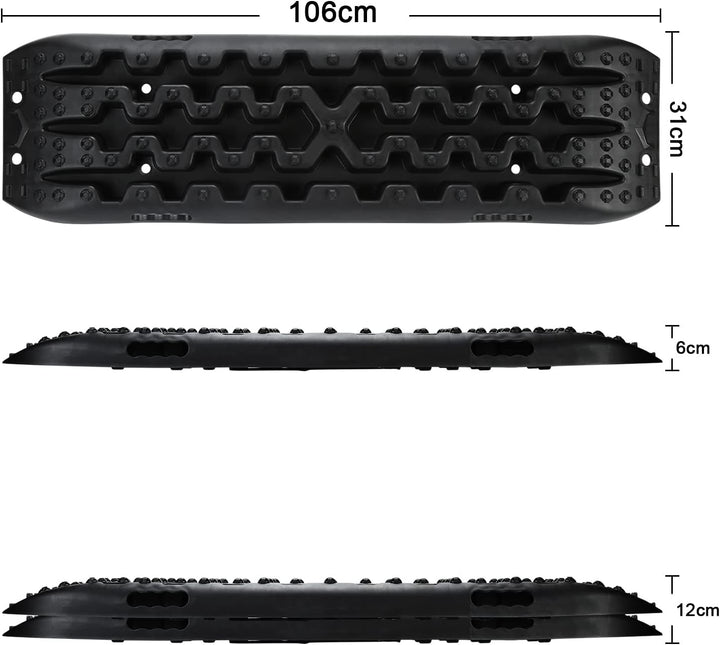 Gimisgu 2x Sandbleche Offroad Traktionsmatte Kunstoff Anfahrhilfe Recovery Board Tracks mit Aufbewah