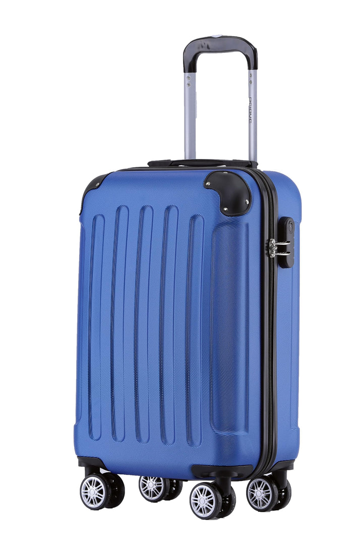 BEIBYE Hartschalen-Koffer Trolley Rollkoffer Reisekoffer Handgepäck 4 Rollen (M-L-XL-Set) (Blau, M)