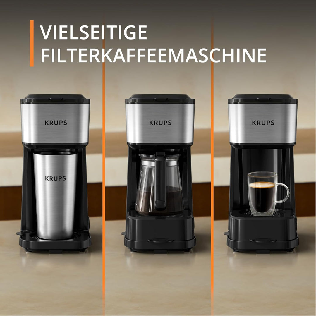 Krups Simply Brew Kaffeebereiter mit Filter 3 in 1, 3 Brühoptionen, amerikanischer Kaffee, hitzebest