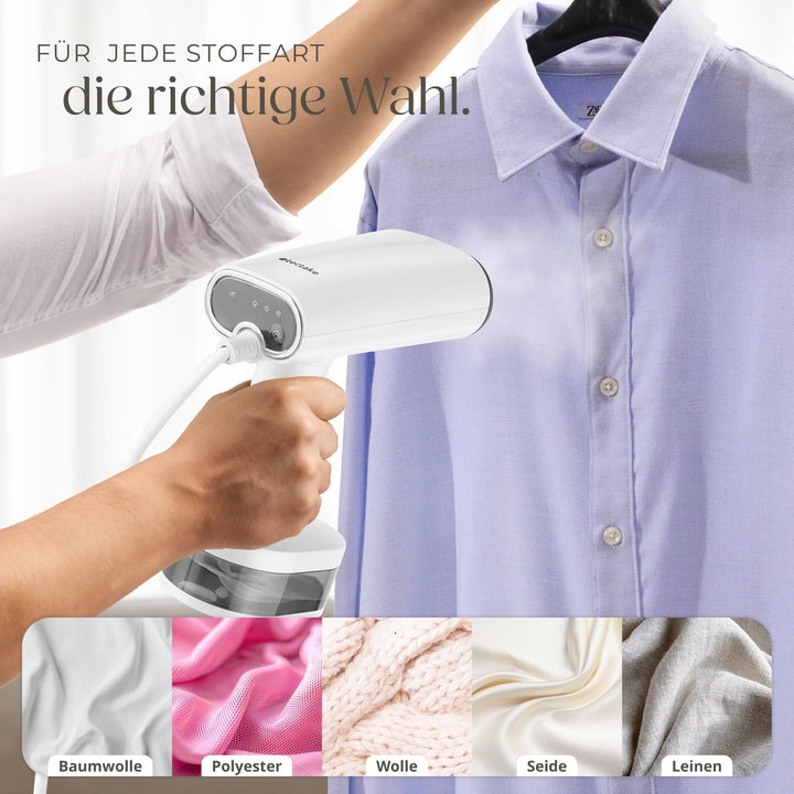 tectake® Dampfglätter, Steamer mit 4 Modi und Flaschenadapter für Reise, Hemden bügeln, Blusenbügler