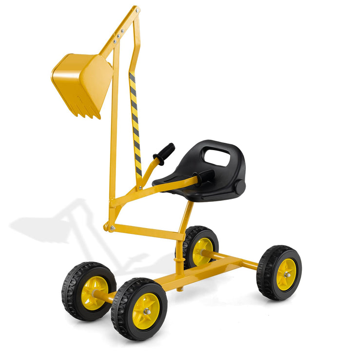 COSTWAY Sitzbagger 360° drehbar, Bagger zum Draufsitzen Metall mit Schaufel & Rädern, Bagger Sandkas
