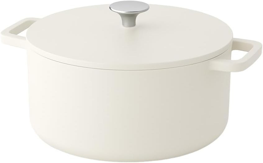 Cook & Pan - Go Ivory Gusseiserner Bräter 28 cm - 6,5 Liter-Induktionsgeeignet-PFAS frei -Antihaft-