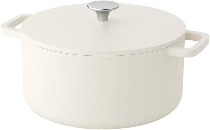 Cook & Pan - Go Ivory Gusseiserner Bräter 28 cm - 6,5 Liter-Induktionsgeeignet-PFAS frei -Antihaft-