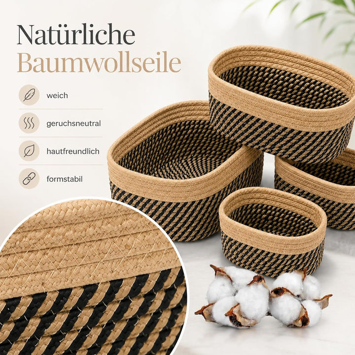 Jiahuade 4er Set Aufbewahrungskorb Geflochten Baumwollseil Stil E, Stil E