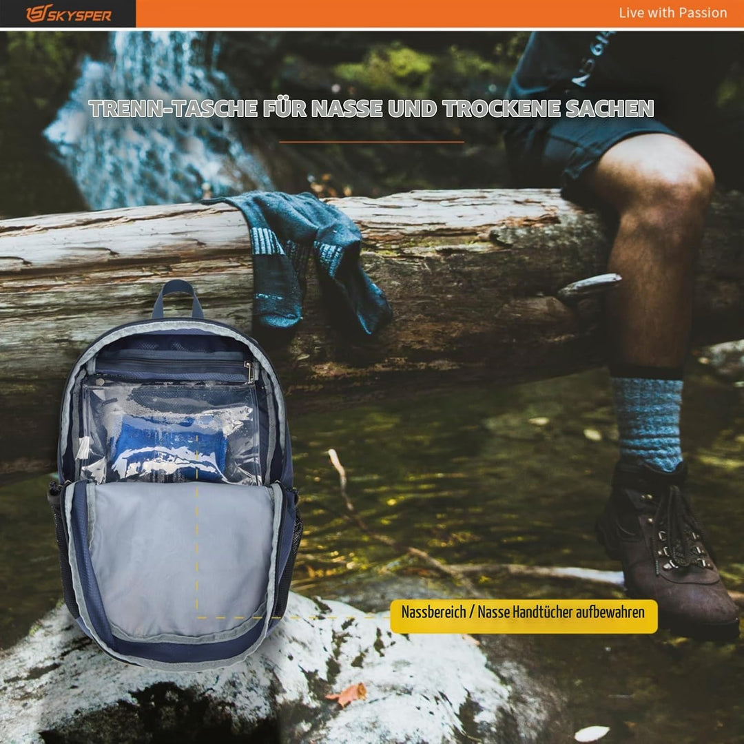 SKYSPER 20L Faltbarer Rucksack Ultraleicht Tagesrucksack Wasserfest Daypack Reiserucksack Wanderruck