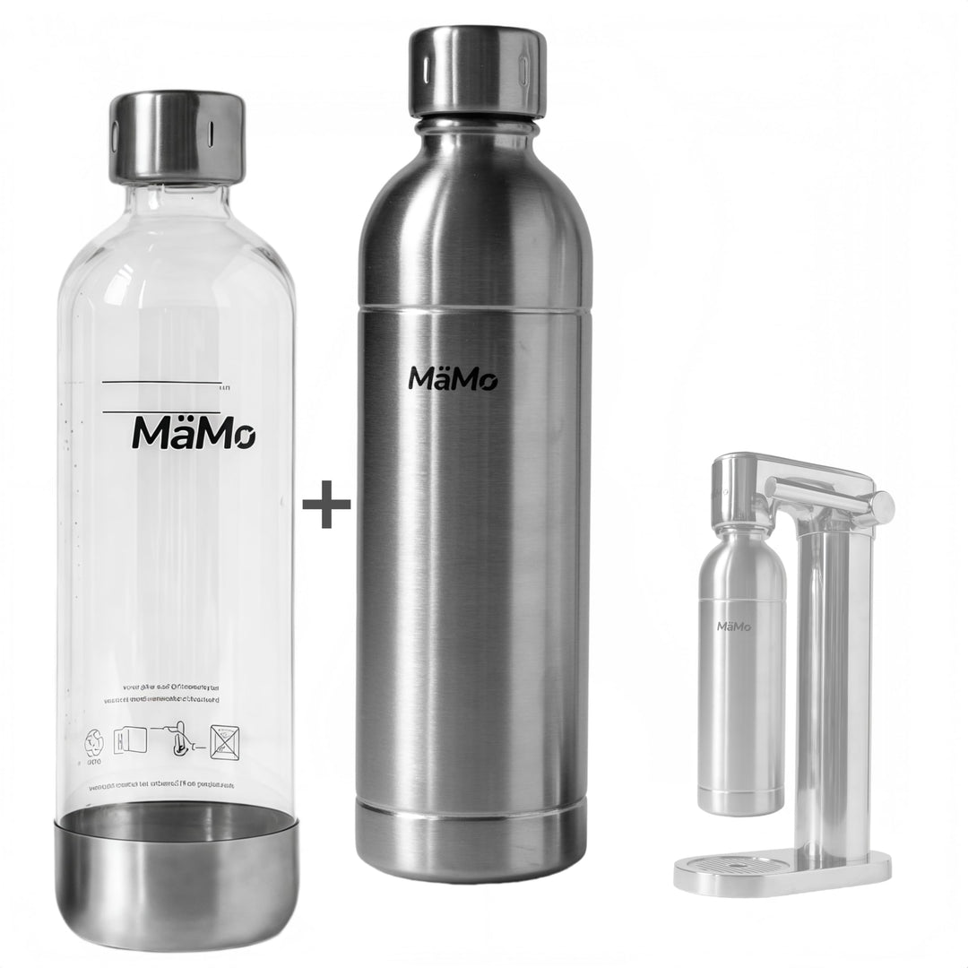 Ersatzflasche, Nur Edelstahl Sprudler: (Silber/Transparent farblos) | Leicht, robust &amp; ideal für unt