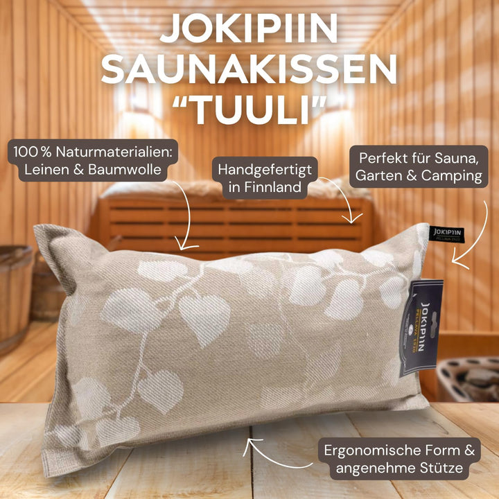 POOL Total Jokipiin Premium Saunakissen 40 x 22 cm Leinen BaumwolleReisekissen Sauna Kissen