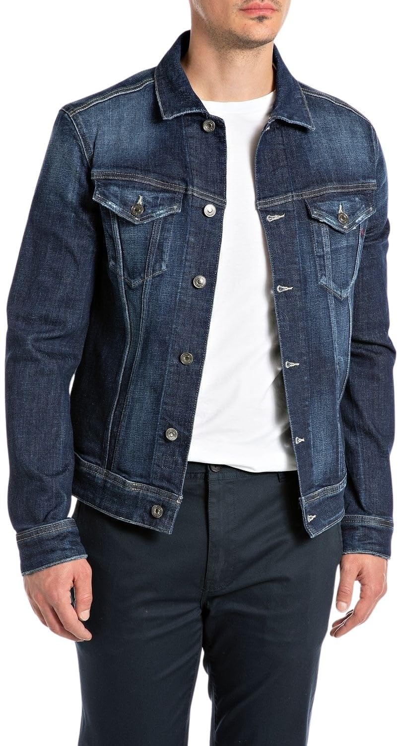 Replay Herren Jeansjacke mit Brusttaschen L 007 DARK BLUE, L 007 DARK BLUE