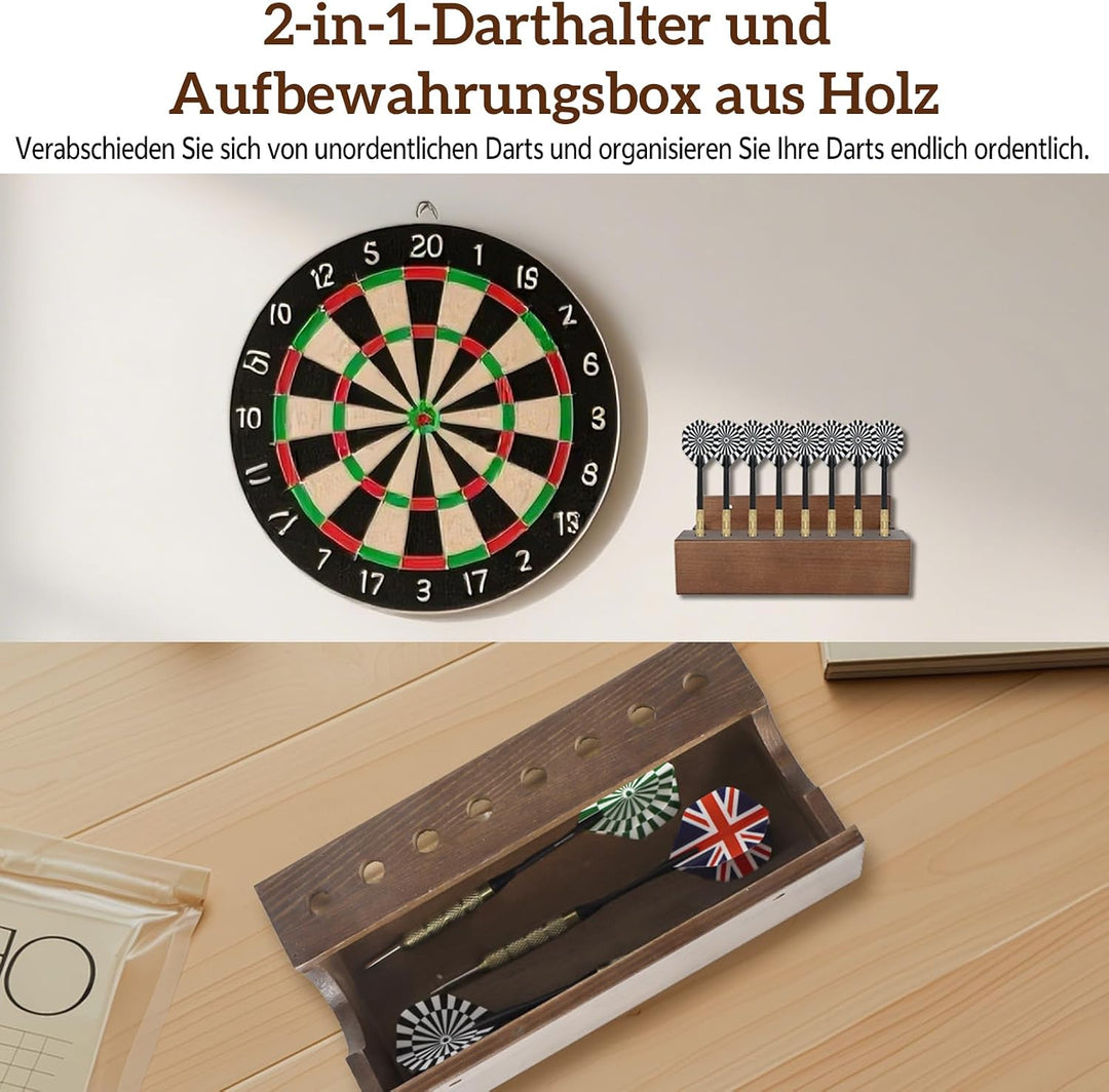 2 in 1 Dart Halter und Wanddarthalter aus Holz, Dartpfeile Halterung für Wandmontage - 8 Aufnahmen f