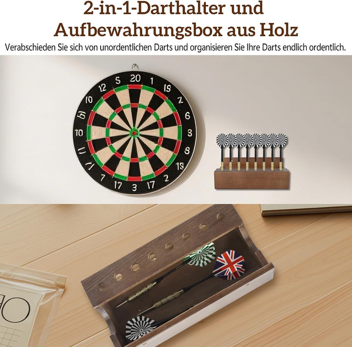 2 in 1 Dart Halter und Wanddarthalter aus Holz, Dartpfeile Halterung für Wandmontage - 8 Aufnahmen f