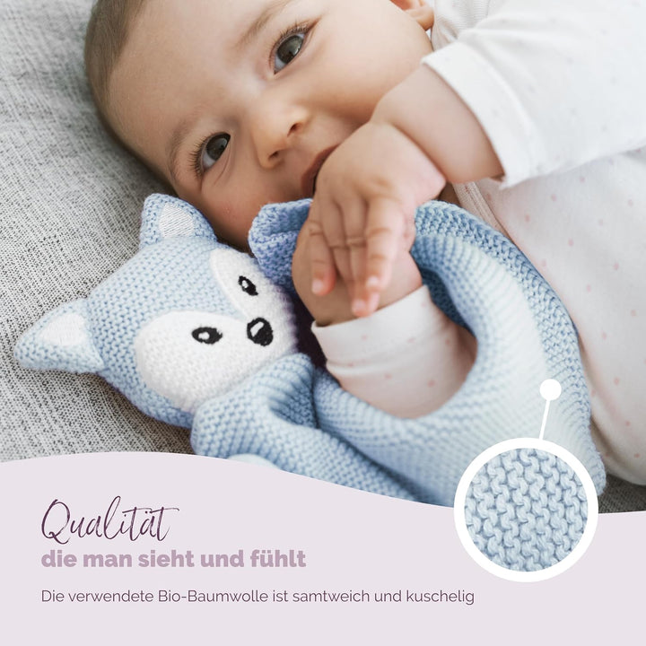 Livella Kuscheltuch „Fuchs“ mit Söckchen - Reine Bio-Baumwolle – Premium Schmusetuch, Kuscheldecke,