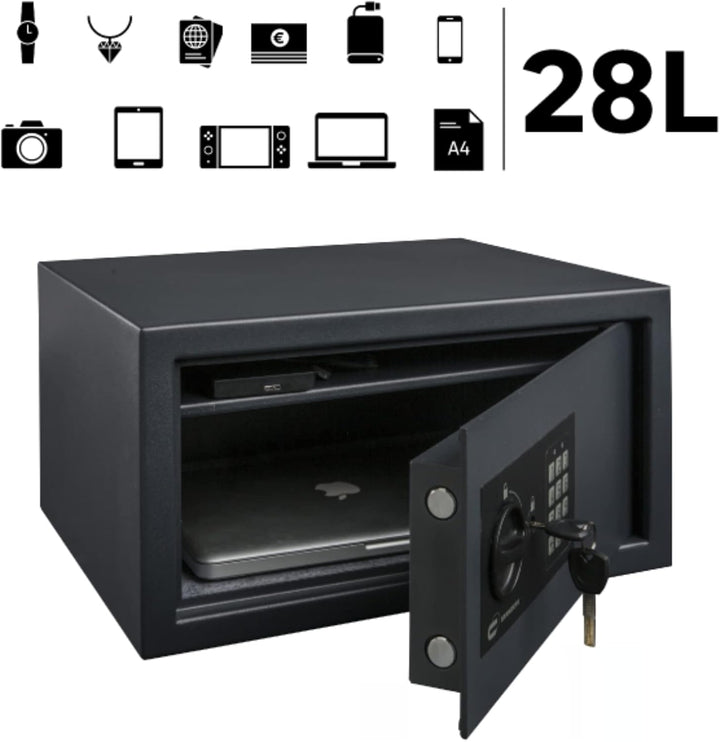 STANDERS - Elektronischer Safe - 28L - 35 x 44 x 23 cm - Wandtresor - Code-Safe - 2 Sicherheitsschlü