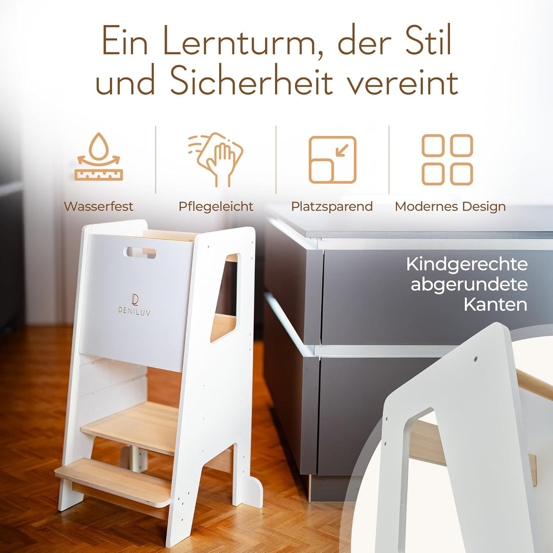 Kinder Lernturm Höhenverstellbar Ab 1 Jahr Mit Abnehmbarer Front Tritthocker für Küche Bad Leiterstu