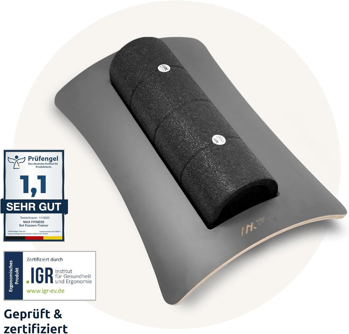 MaxFitness - Faszienrolle Set mit Wandhalterung Performance - inkl. LeanBoard & PickUp - 2 Foam Roll