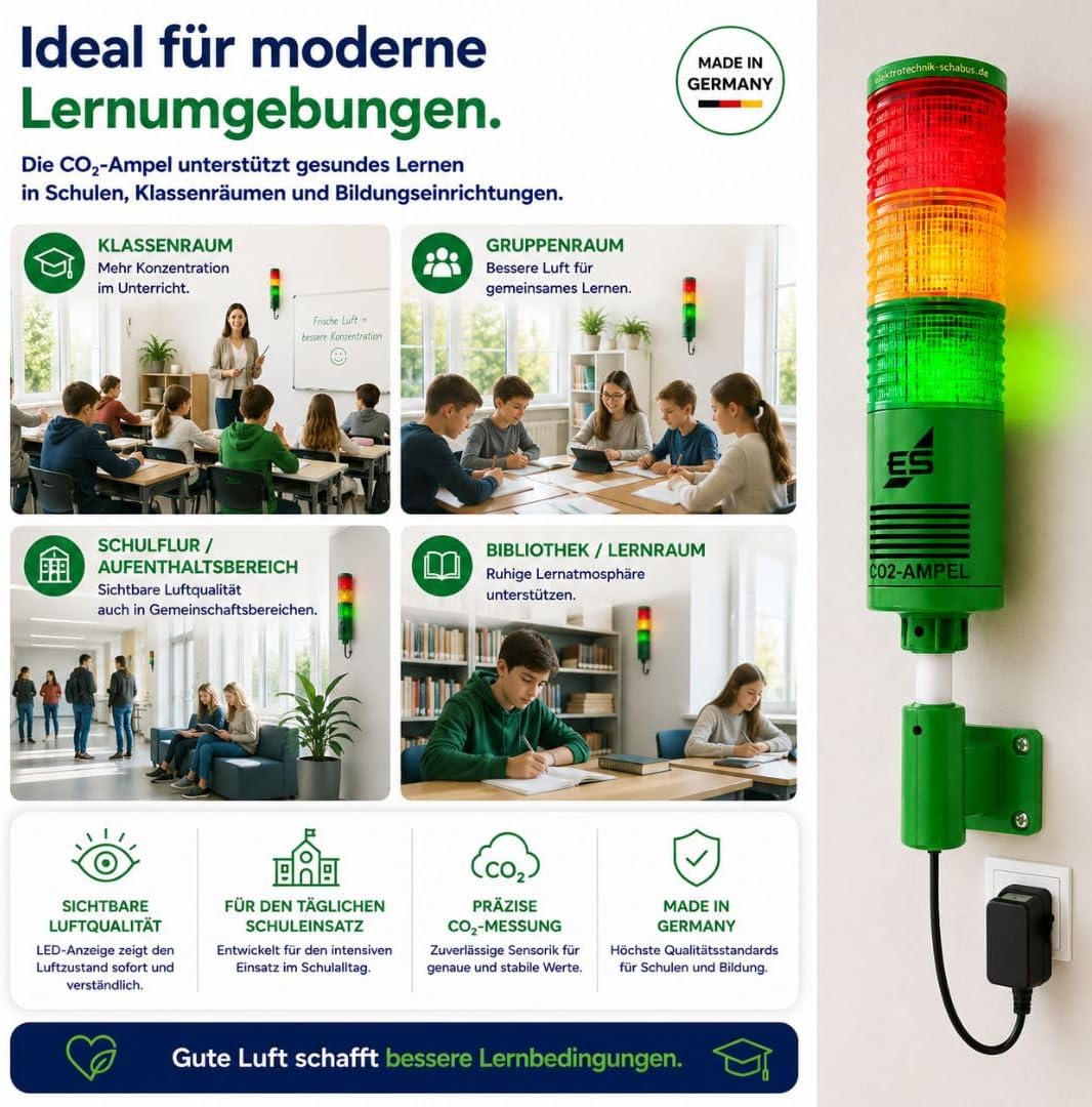 Schabus 400250 Luftguetesensor mit internem Sensor netzbetrieben detektiert Kohlendioxid, (Ø x H) 55