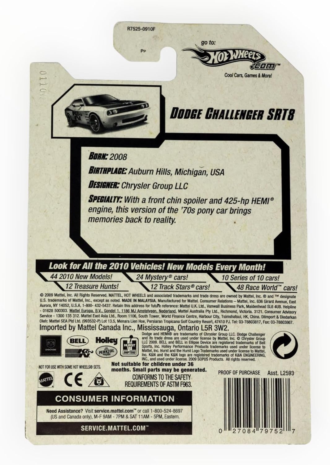 Mattel Hot Wheels Dodge Challenger srt8, HW Performance '10 2/10 [Weiss] 100/240