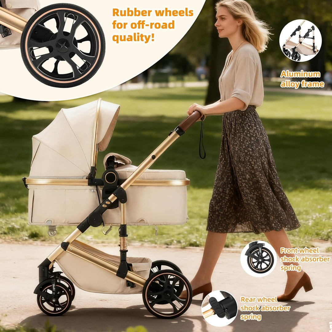 kinderwagen 3 in 1 Kombikinderwagen für Neugeborene robustes leichtes Aluminiumgestell geeignet bis