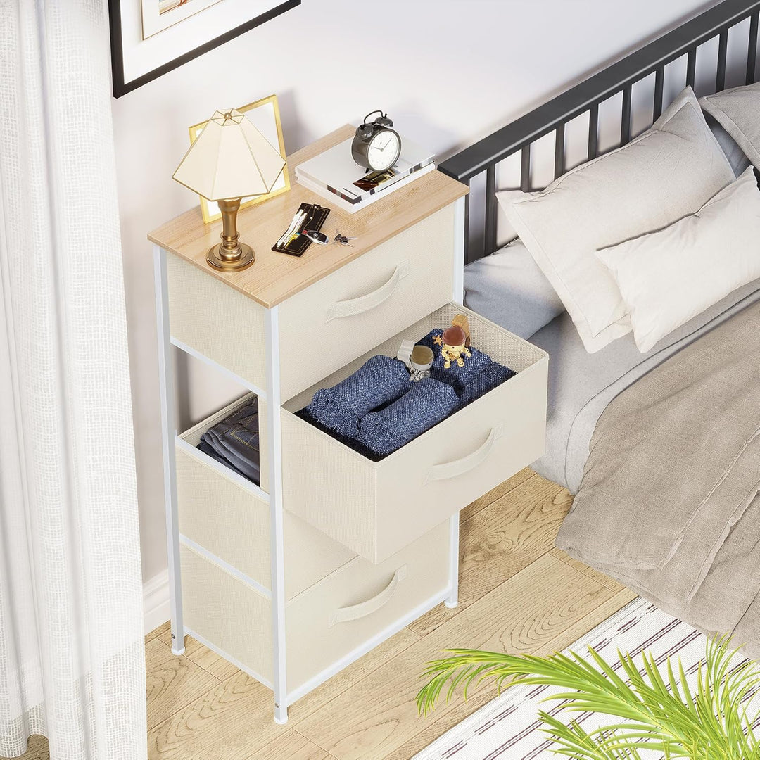 YITAHOME Kommode, 4 Stoffschubladen mit Griffen, Aufbewahrungsschrank, Schubladenschrank, Schrank, M