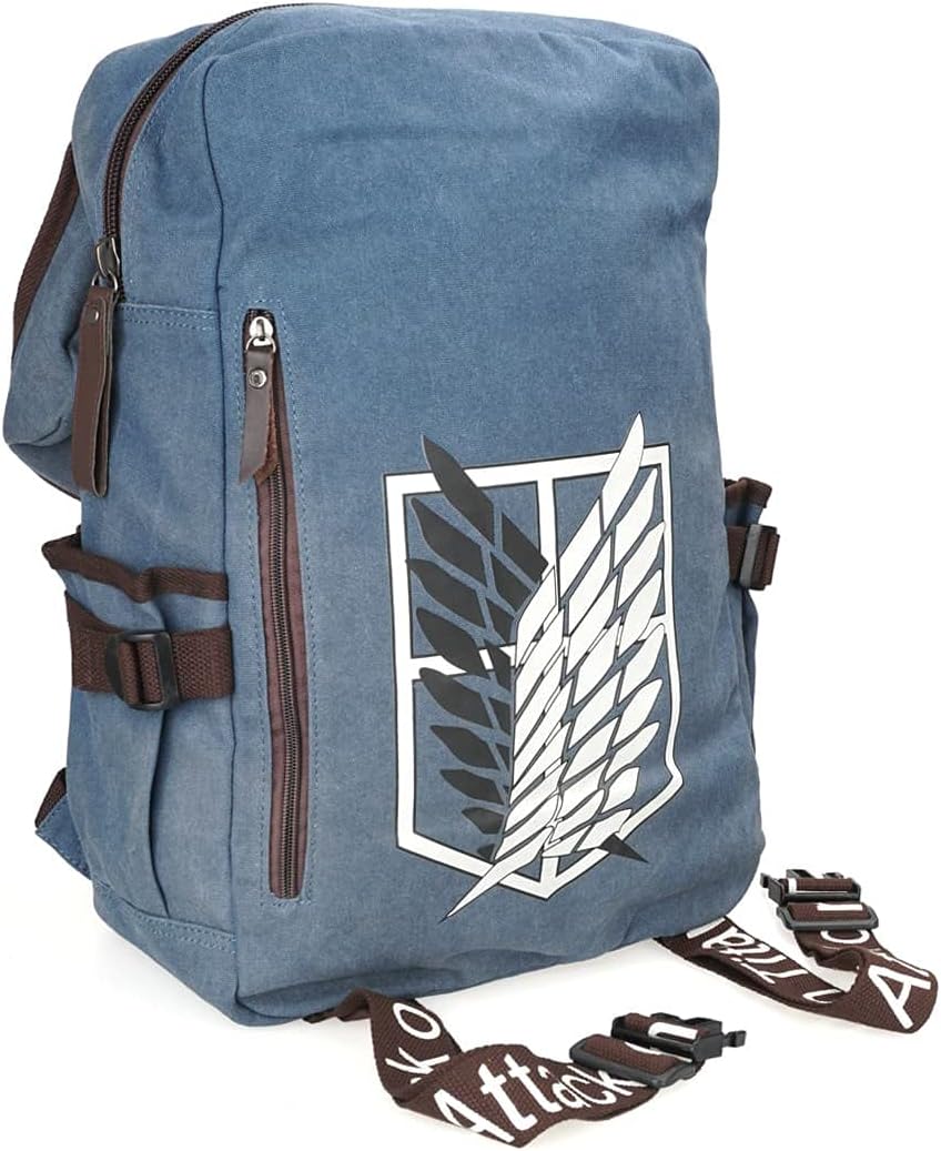 Rucksack mit Aufklärungstrupp Wappen für Attack on Titan Fans | Hellbraun oder Blau, Blau