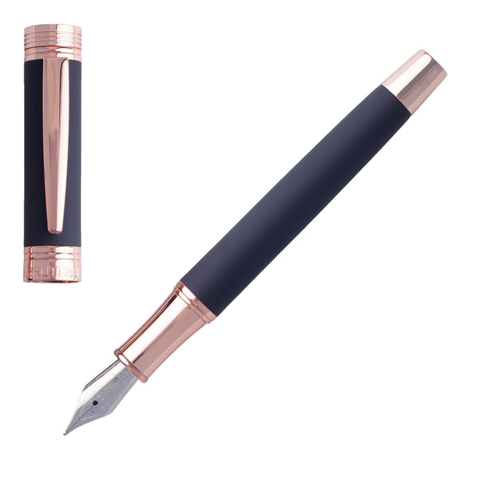 Cerruti Füllfederhalter Zoom Soft Navy in der Farbe Rose Gold mit blauer Tinte, NSG9142N