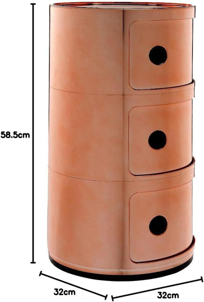 Kartell Componibili, 3 Elements, Kupfer, Runde Basis 3-fächer Kupfer, 3-fächer Kupfer