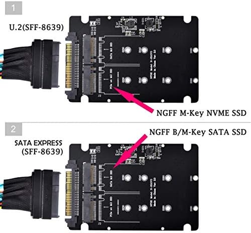 Cablecc SFF-8639 NVME U.2 to Combo NGFF M.2 M-Key SATA PCIe SSD Adapter for Mainboard Replace SSD 75