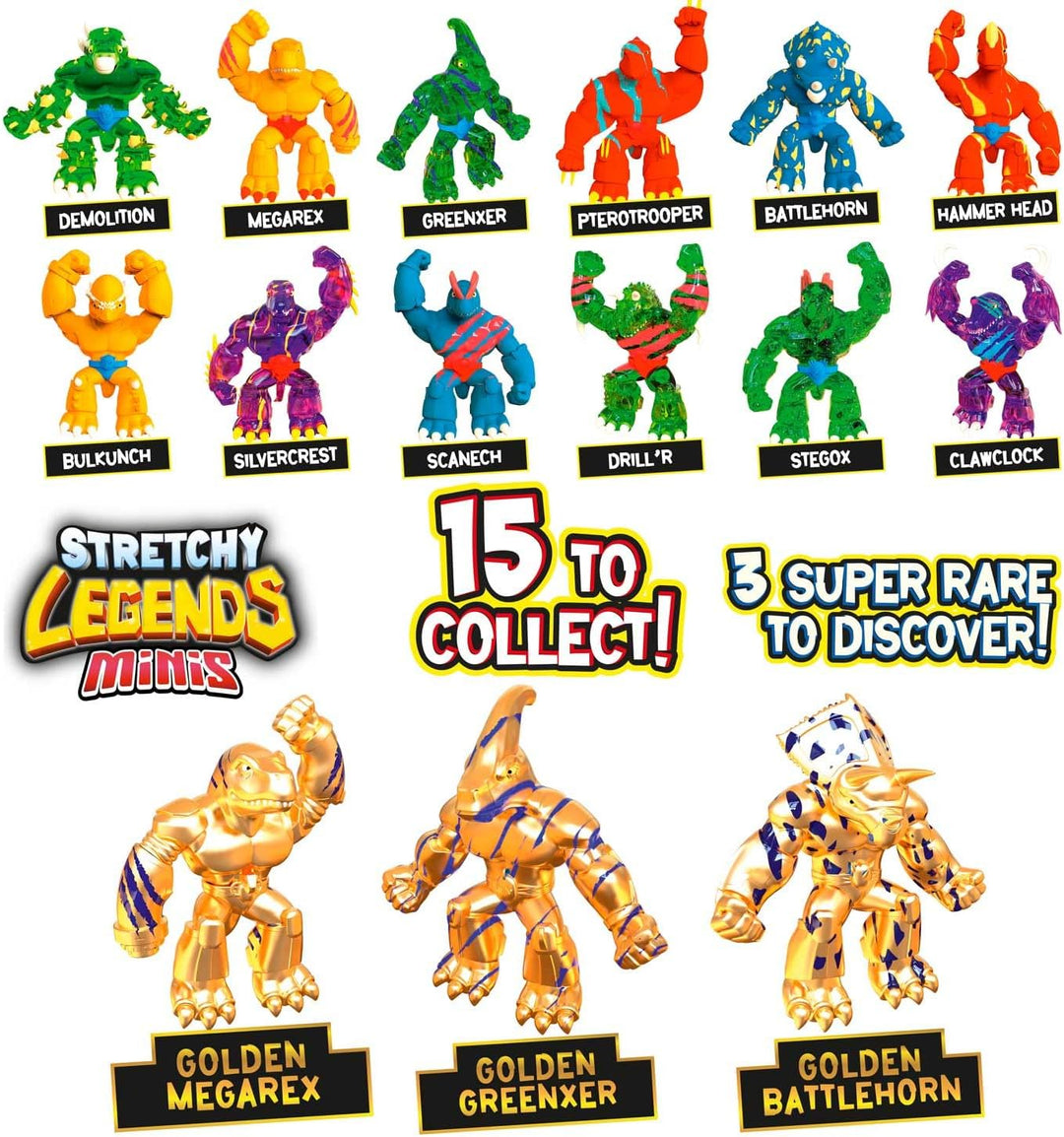 Minis Multipack Invaders - 5X Elastische Actionfiguren für Kinder, Klebrige & Dehnbare Superhelden F