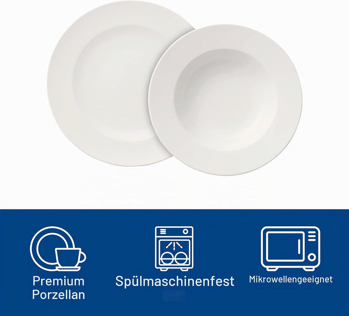 Villeroy und Boch - For Me Dinner-Set, 8 tlg., das Allround-Talent, Premium Porzellan, spülmaschinen
