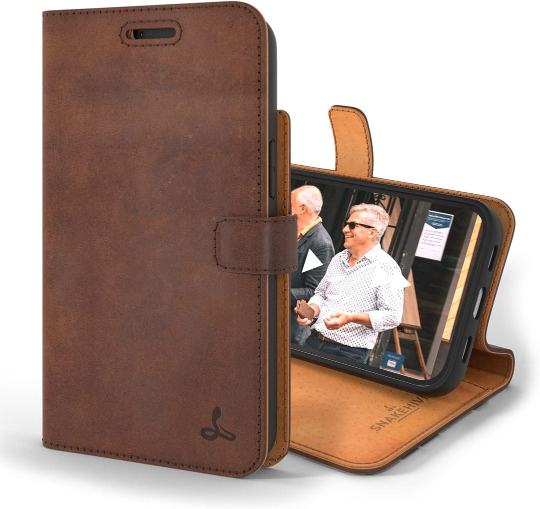 Snakehive iPhone 13 Pro Hülle Leder | Stylische Handyhülle mit Kartenhalter & Standfuss | Handyhülle