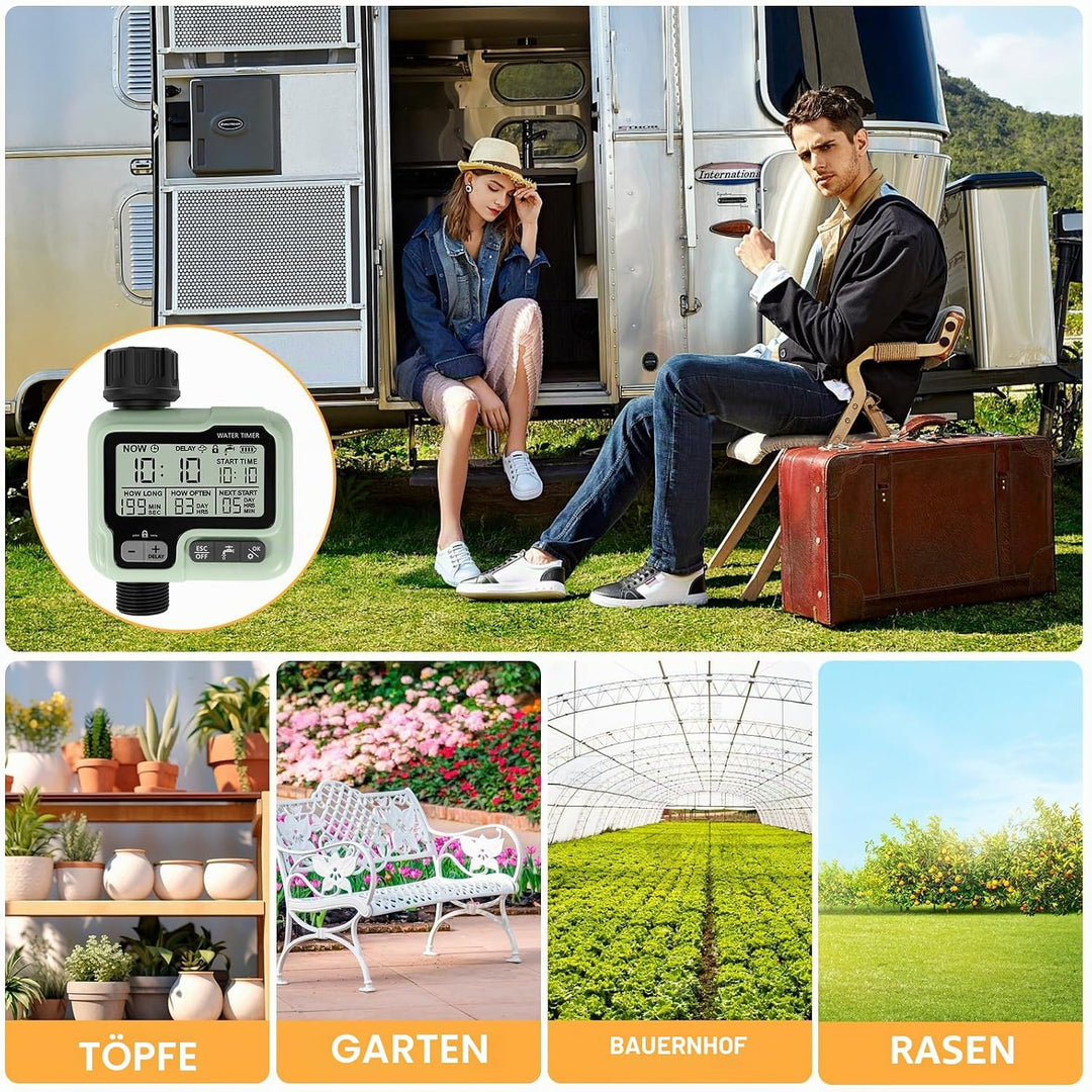 Automatischer Bewässerungstimer, Gartenbewässerungstimer mit LCD Display, Wasserhahn Timer anschlies