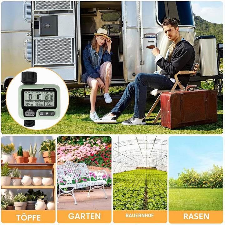 Automatischer Bewässerungstimer, Gartenbewässerungstimer mit LCD Display, Wasserhahn Timer anschlies