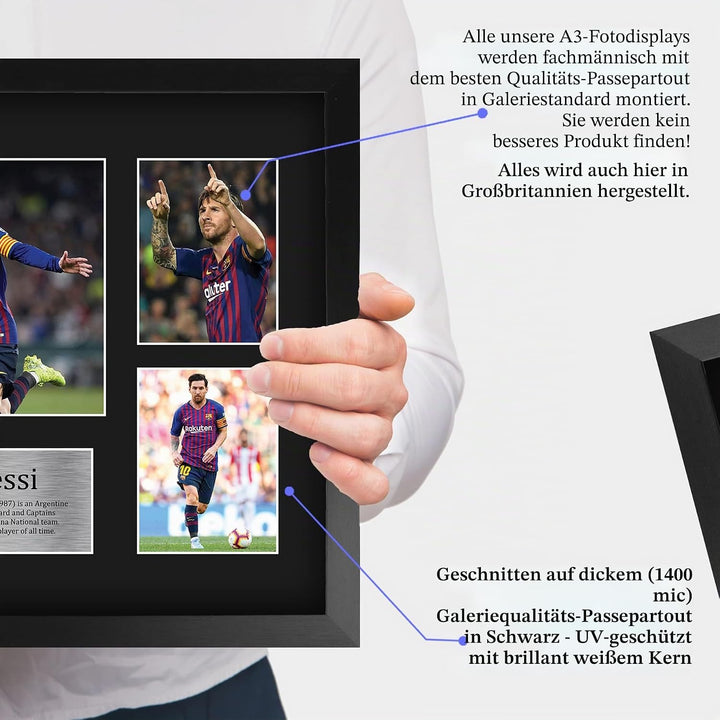 HWC Trading Lionel Messi A3 Gerahmte Signiert Gedruckt Autogramme Bild Druck-Fotoanzeige Geschenk Fü