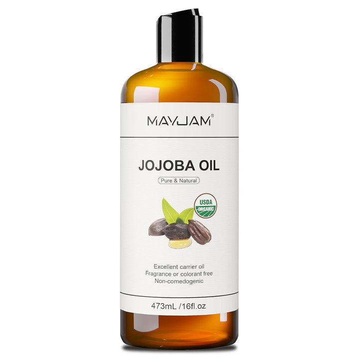 MAYJAM Jojobaöl Bio 473ML, Körperöl für Für Gesicht, Haut, Haare, Haaröl Jojobaöl Kaltgepresst Reine