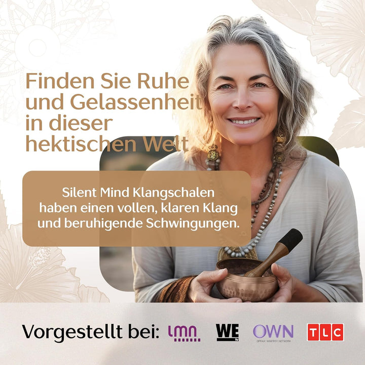 Tibetisches Klangschalen-Set - Authentische handgestimmte Klangschale für Meditation - Komplettes Me