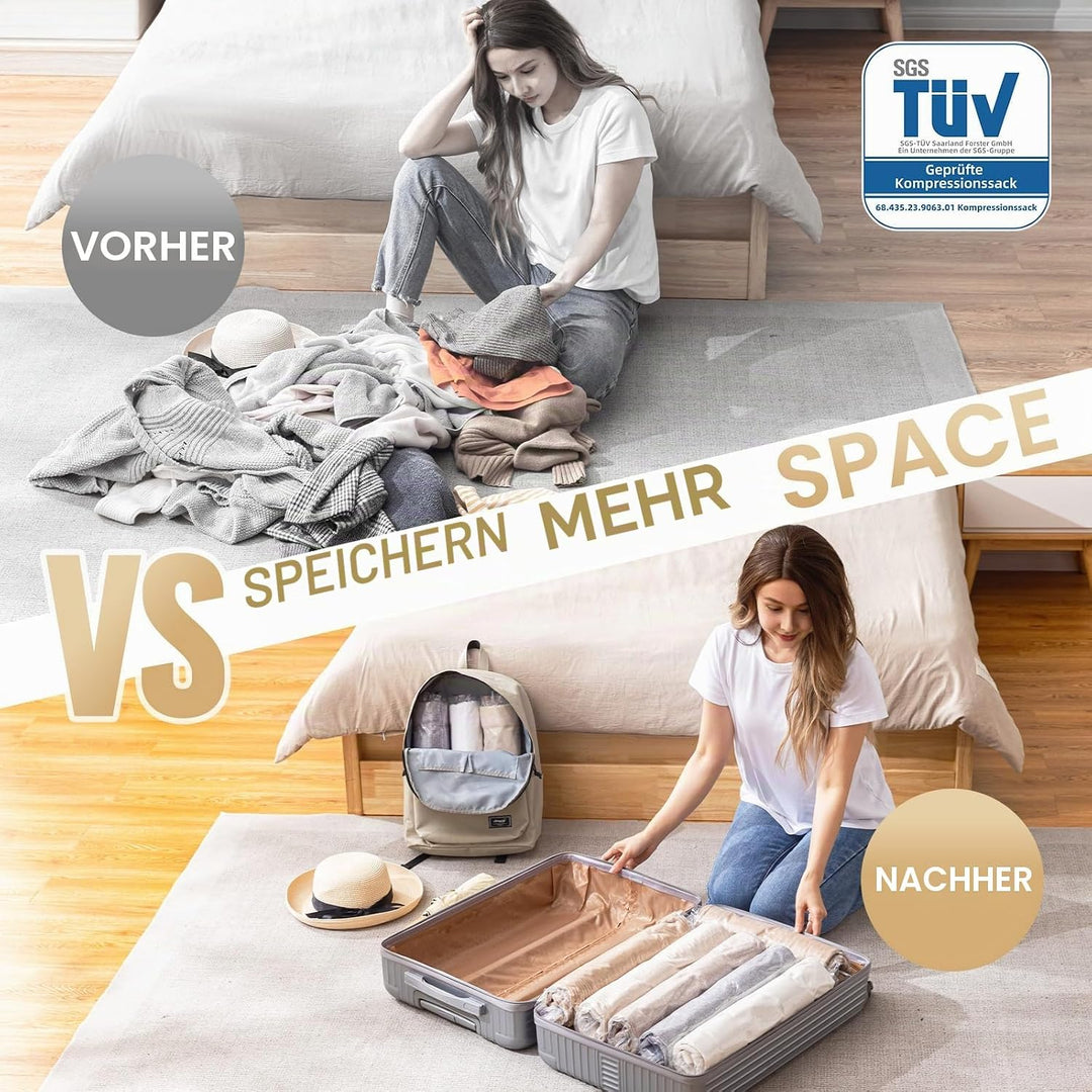TAILI Vakuumbeutel Set Reise 10 Stück 40 x 60 CM Travel Vakuumbeutel für Kleidung zum Rollen Vakuum