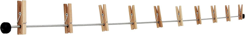 LeTOMA – Hochwertiges Fotoseil aus Stahl 2x100 cm lang und 2x8 rustikale Holzklammern 45mm - Fotolei