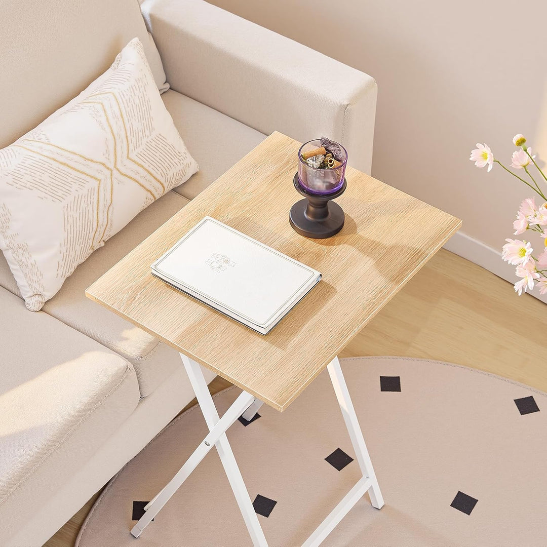 HOOBRO Beistelltisch, Klappbar Tablett Tisch, Sofatisch, TV Tray im Industriestil, Einfach Montierba