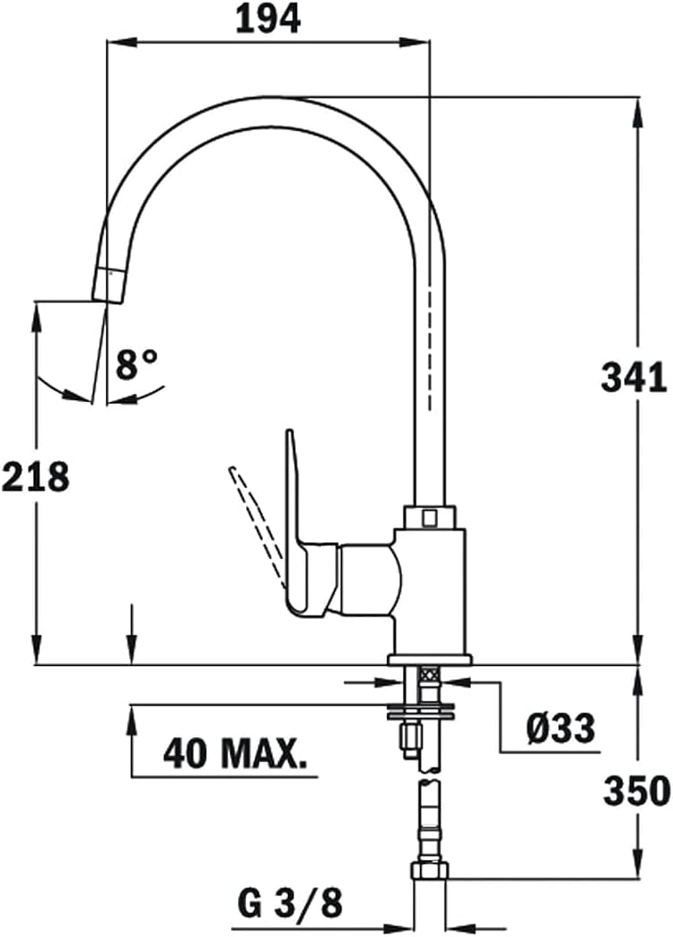 GRIFO TEKA IN995 CROMO CAÑO ALTO