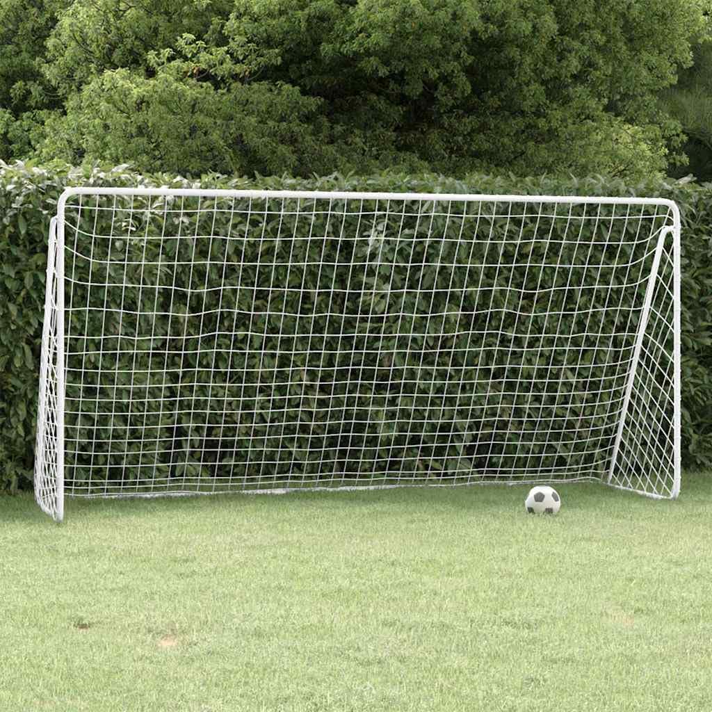 vidaXL Fussballtor mit Netz Fussball Tor Trainingstor Garten Weiss Stahl Polyester 366 x 122 x 182 c