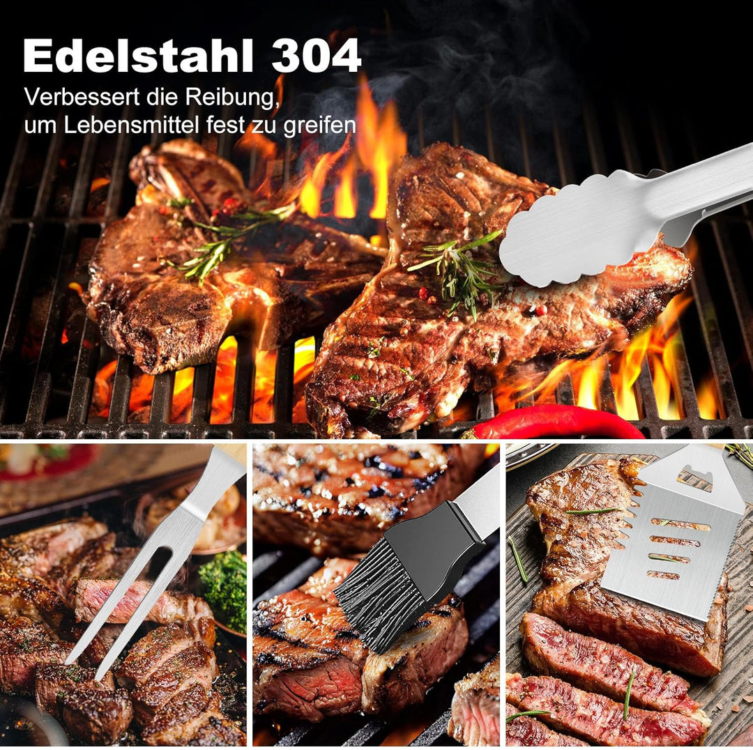 OPa Geschenke,4 Stücke BBQ Grillbesteck Set Edelstahl Grillzubehör für Männer Geschenk Geburtstag Ho