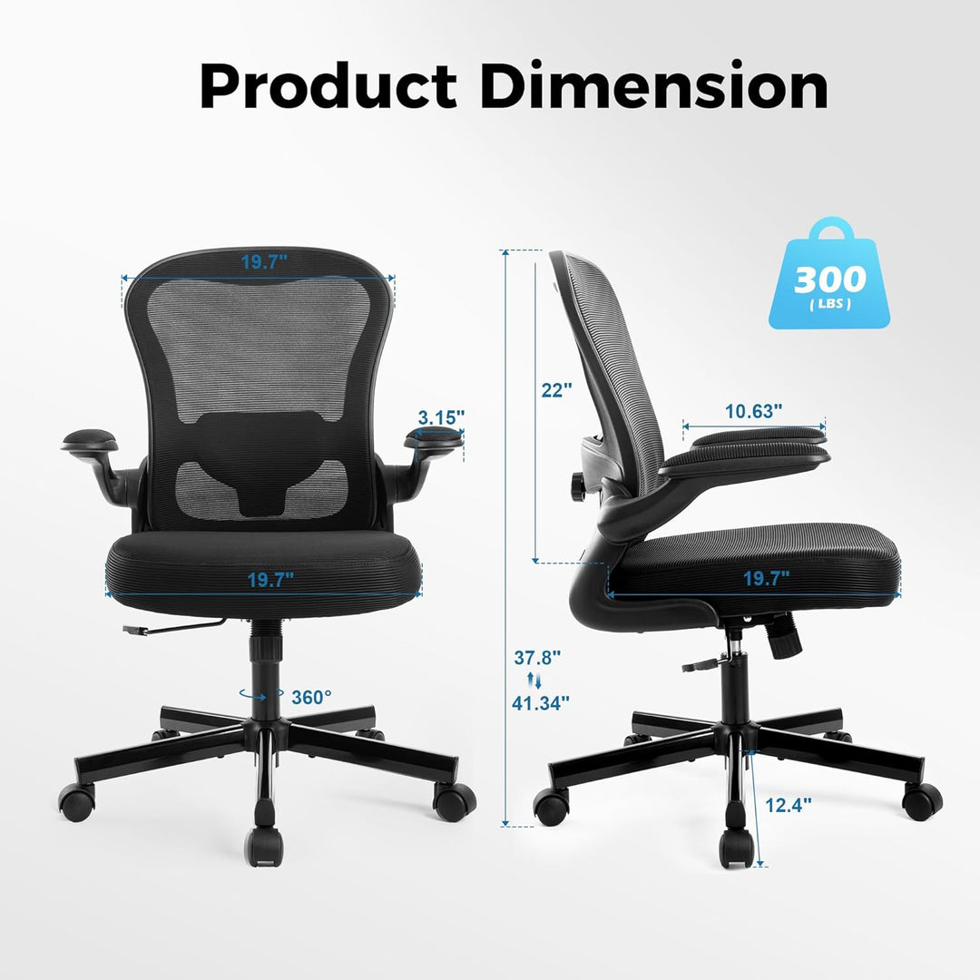 ALPHA HOME Bürostuhl Ergonomischer Schreibtischstuhl mit Lendenwirbelstütze, Höhenverstellbar, Büros